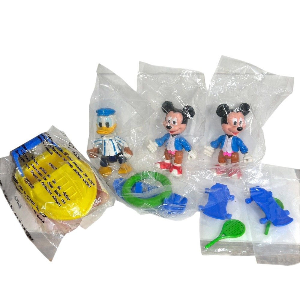 Vtg Arco Disney Mickey Mouse Donald Duck Action Figure Set Sealed Accessories